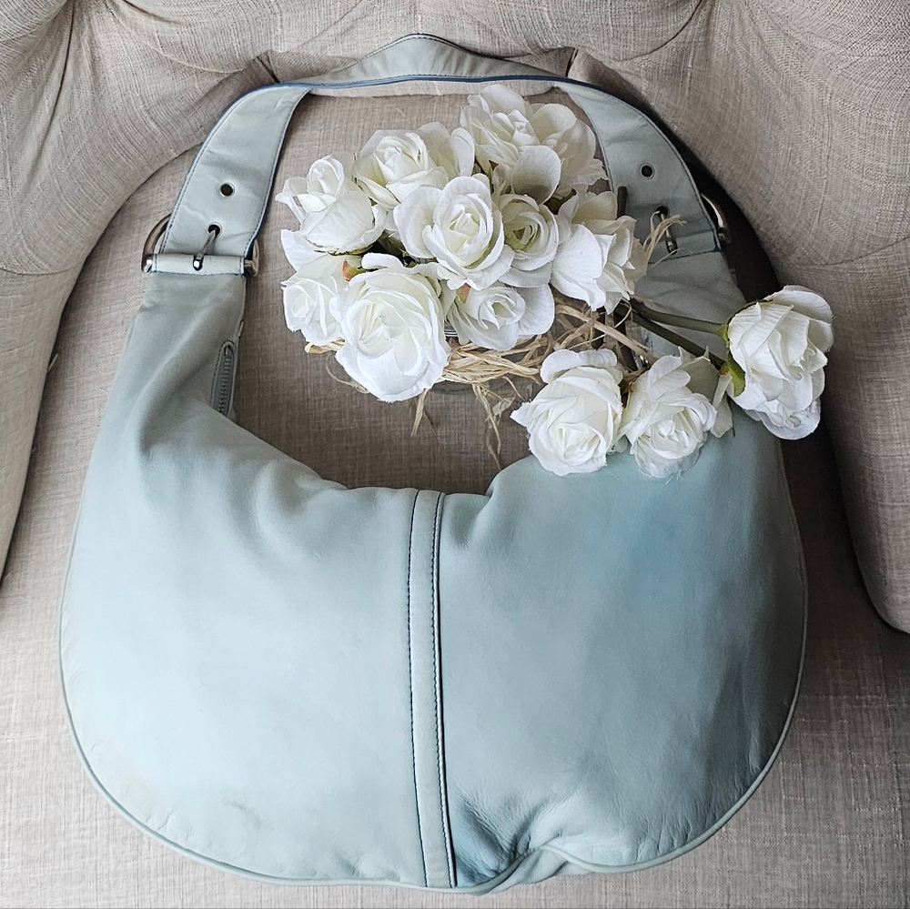 Vintage Coach Nappa Tortilla "Tort" Ergo Slouch Hobo Bag # 9619 ( Aqua ) - Picture 9 of 16